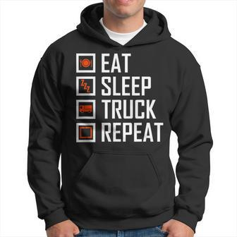 Trucker S For Men Eat Sleep Truck Repeat Hoodie - Seseable
