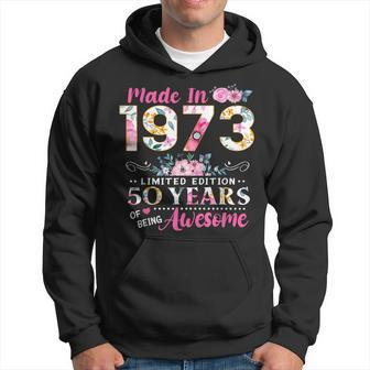 Turning 50 Floral Made In 1973 50Th Birthday Gifts Women Hoodie | Mazezy