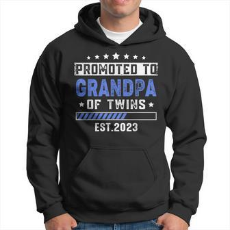 Twin Baby Shower Dad Promoted To Grandpa Of Twins Est 2023 Hoodie | Mazezy