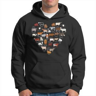 Types Of Cows Identification Cows Heart Cow Lover Hoodie | Mazezy