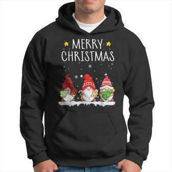 Ugly Christmas For Men Funny Three Gnomes Plaid Lights Men Hoodie Graphic Print Hooded Sweatshirt - Seseable