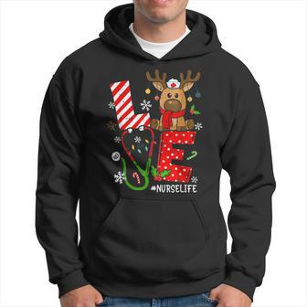 Ugly Christmas Nicu Rn Er Nurse Life Reindeer Nurses Men Hoodie Graphic Print Hooded Sweatshirt - Seseable