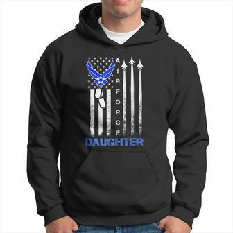 Us Air Force With Us Flag For Daughter Of Usaf - Veteran Men Hoodie Graphic Print Hooded Sweatshirt - Seseable