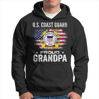 US Coast Guard Proud Grandpa With American Flag Gift Hoodie - Seseable