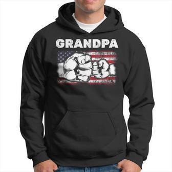 Us Flag Grandpa & Grandson Fist Bump Grandpa Gift For Mens Hoodie | Mazezy