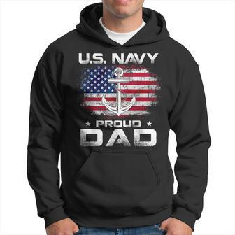 US Navy Proud Dad With American Flag Gift Veteran Day Hoodie - Seseable