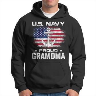 Us Navy Proud Grandma With American Flag Gift Veteran Hoodie | Mazezy