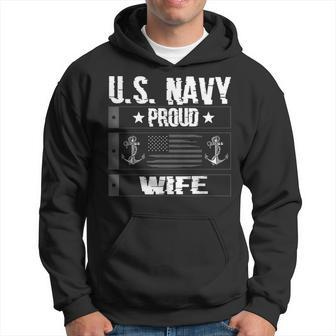 Us Navy Proud Wife Veteran Military Distressed American Flag Hoodie | Mazezy