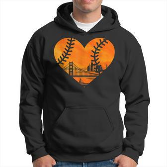 Us State San Francisco Baseball Vintage Heart Hoodie - Seseable