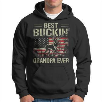 Usa Flag Best Buckin Grandpa Ever Deer Hunting Fathers Day Gift For Mens Hoodie - Seseable