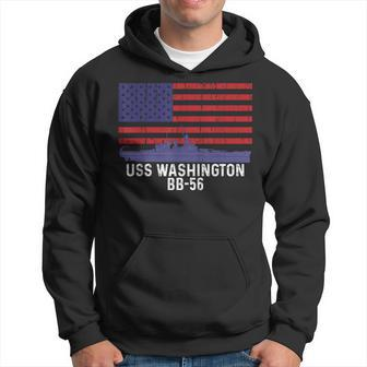 Uss Washington Bb-56 Battleship Vintage American Flag Hoodie - Seseable