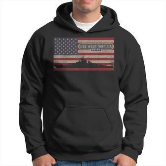 Uss West Virginia Bb-48 Ww2 Battleship Usa American Flag Hoodie - Seseable