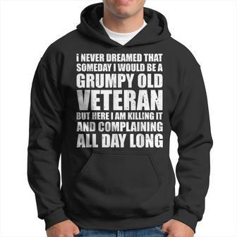 Veteran Grumpy Old Funny Men Grandpa Daddy Gifts Men Hoodie Graphic Print Hooded Sweatshirt - Seseable
