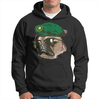 Veteran Pug Dog Army Soldier Funny Animal Military Gifts Men Hoodie Graphic Print Hooded Sweatshirt - Seseable