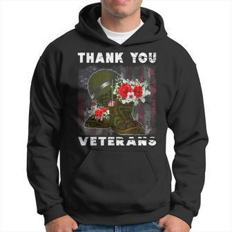 Veterans Thank You Vintage American Flag Veterans Day Hoodie - Seseable
