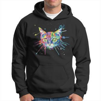 Vibrant Color Ink Splash Cat Hoodie | Mazezy