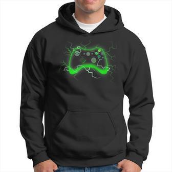 Video Game Controller Shock Lightning Bolt Gaming Gamer Hoodie - Seseable