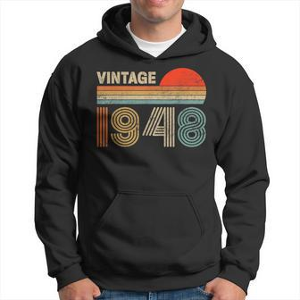 Vintage 1948 Made In 1948 75Th Birthday Gift 75 Year Old Men Hoodie Graphic Print Hooded Sweatshirt - Seseable