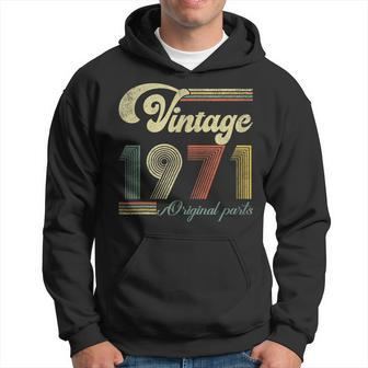 Vintage 1971 Birthday Retro 52Nd All Original Parts Men Hoodie Graphic Print Hooded Sweatshirt - Seseable