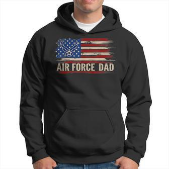 Vintage Air Force Dad American Flag Veteran Gift Hoodie - Seseable