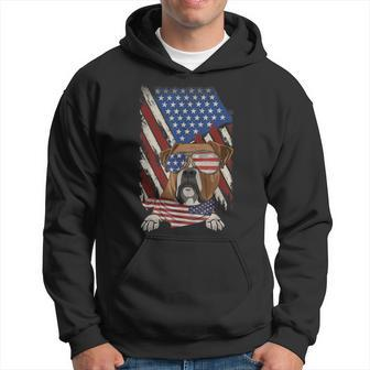 Vintage American Flag Boxer Dad Mom Dog Lover 4Th Of July Men Hoodie Graphic Print Hooded Sweatshirt - Seseable