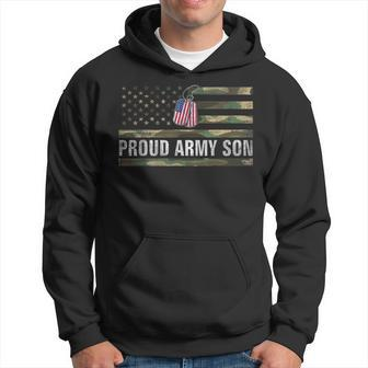 Vintage American Flag Proud Army Son Veteran Day Gift Hoodie - Seseable