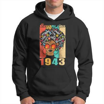 Vintage Awesome Since 1943 Black Afro Girl 80Th Birthday Hoodie - Seseable