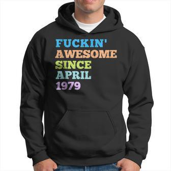 Vintage Awesome Since April 1979 Bday Gift Birthday Hoodie - Seseable