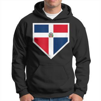 Vintage Baseball Home Plate With Dominican Republic Flag Hoodie - Seseable