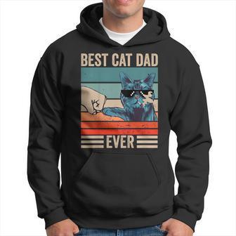 Vintage Best Cat Dad Ever Bump Fist Fathers Day Gifts Hoodie | Mazezy AU