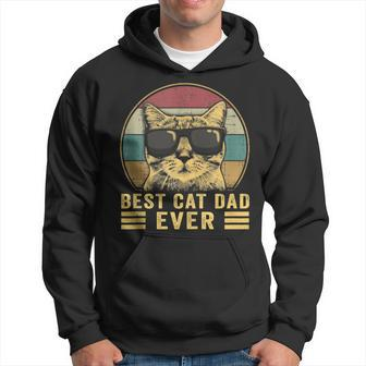 Vintage Best Cat Dad Ever Bump Fit Funny Fathers Day Hoodie - Seseable