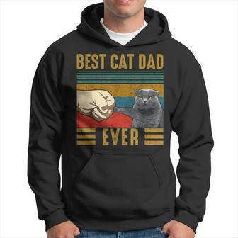 Vintage Best Cat Dad Ever Fathers Day Scottish Fold Cat Hoodie - Seseable