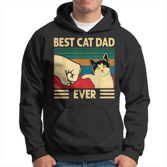 Vintage Best Cat Dad Ever Fist Funny Cat Daddy Fathers Day Hoodie - Seseable