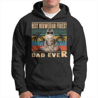Vintage Best Cat Dad Ever Norwegian Forest Cat Fathers Day Hoodie - Seseable
