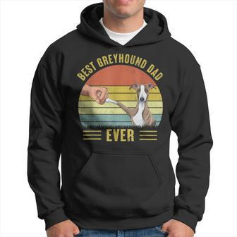 Vintage Best Greyhound Dad Ever Fist Bump Funny Dog Lover Gift For Mens Hoodie - Seseable