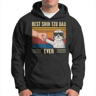 Vintage Best Shih Tzu Dad Ever Fist Bump Dog Fathers Day Gift For Mens Hoodie - Seseable