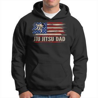 Vintage Bjj Jiu-Jitsu Dad American Usa Flag Sports Gift Hoodie - Seseable