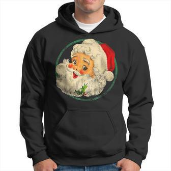 Vintage Christmas Santa Claus Face Old Fashioned V2 Men Hoodie Graphic Print Hooded Sweatshirt - Seseable