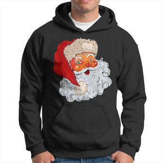 Vintage Christmas Santa Claus Face V2 Men Hoodie Graphic Print Hooded Sweatshirt - Seseable