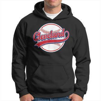 Vintage Cleveland Cityscape Baseball Lover Player And Fans Hoodie - Seseable