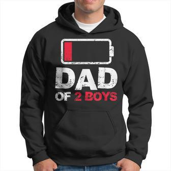 Vintage Dad Dad Of 2 Boys Battery Low Fathers Day Hoodie - Seseable