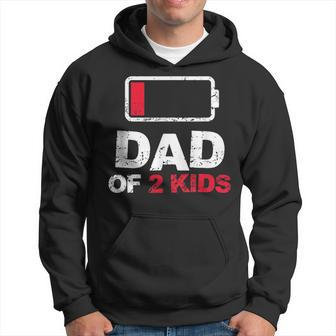 Vintage Dad Dad Of 2 Kids Battery Low Fathers Day Hoodie - Seseable