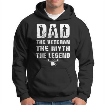 Vintage Dad Veteran The Legend Fathers Day Gift Men Hoodie Graphic Print Hooded Sweatshirt - Seseable