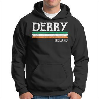Vintage Derry Irish Flag Colors Ireland Men Hoodie Graphic Print Hooded Sweatshirt - Thegiftio UK