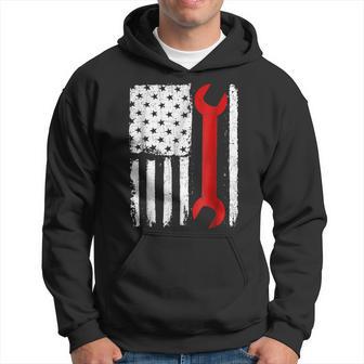 Vintage Distressed Mechanic Mechanic Usa Flag Hoodie | Mazezy