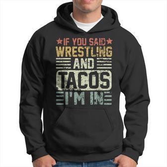 Vintage Funny Wrestling And Tacos Novelty Sports Gift Hoodie | Seseable UK