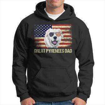 Vintage Great Pyrenees Dad American Flag Usa 4Th Of July Hoodie - Seseable