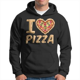 Vintage I Love Pizza Love Eating Pizza Heart Shaped Pizza Hoodie - Seseable