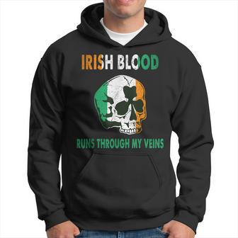 Vintage Irish Blood Run Through My Veins Flag Lover Gift Hoodie - Thegiftio UK