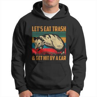 Vintage Lets Eat Trash And Get Hit By A Car Retro Opossum Hoodie - Monsterry AU